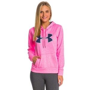 UNDER ARMOUR Hot Pink Purple Logo Fleece Cold Gear Hoodie Sweatshirt Size XS